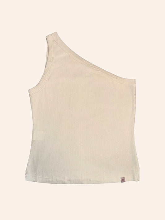 Blusa Canelada Um Ombro Só Off-White