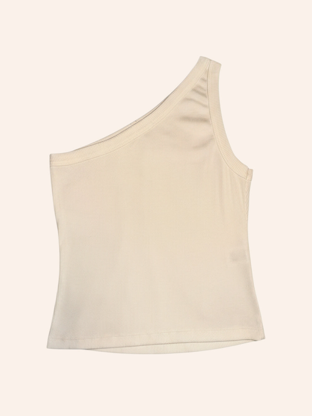 Blusa Canelada Um Ombro Só Off-White